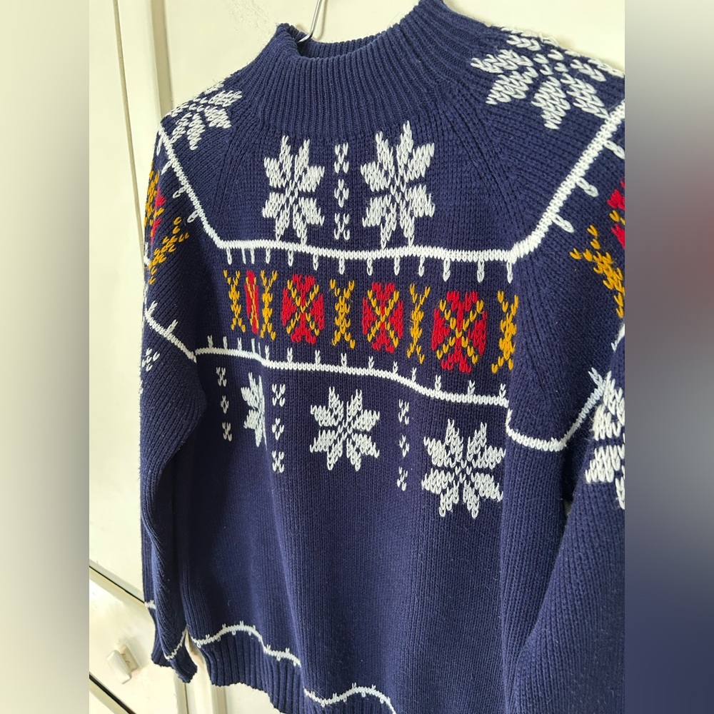 Vintage Men’s JC Penny’s Snowflake Fair Isle Mock Neck Sweater size Large